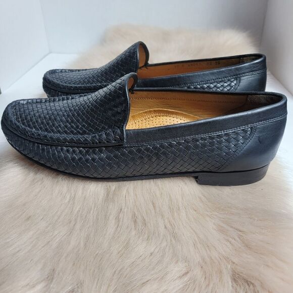 Allen Edmonds Roma Woven Black Leather Loafer Shoes - Picture 1 of 6